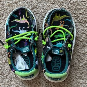 Hey Dude Toddler Sneakers - Black with Colorful Dinosaur Print